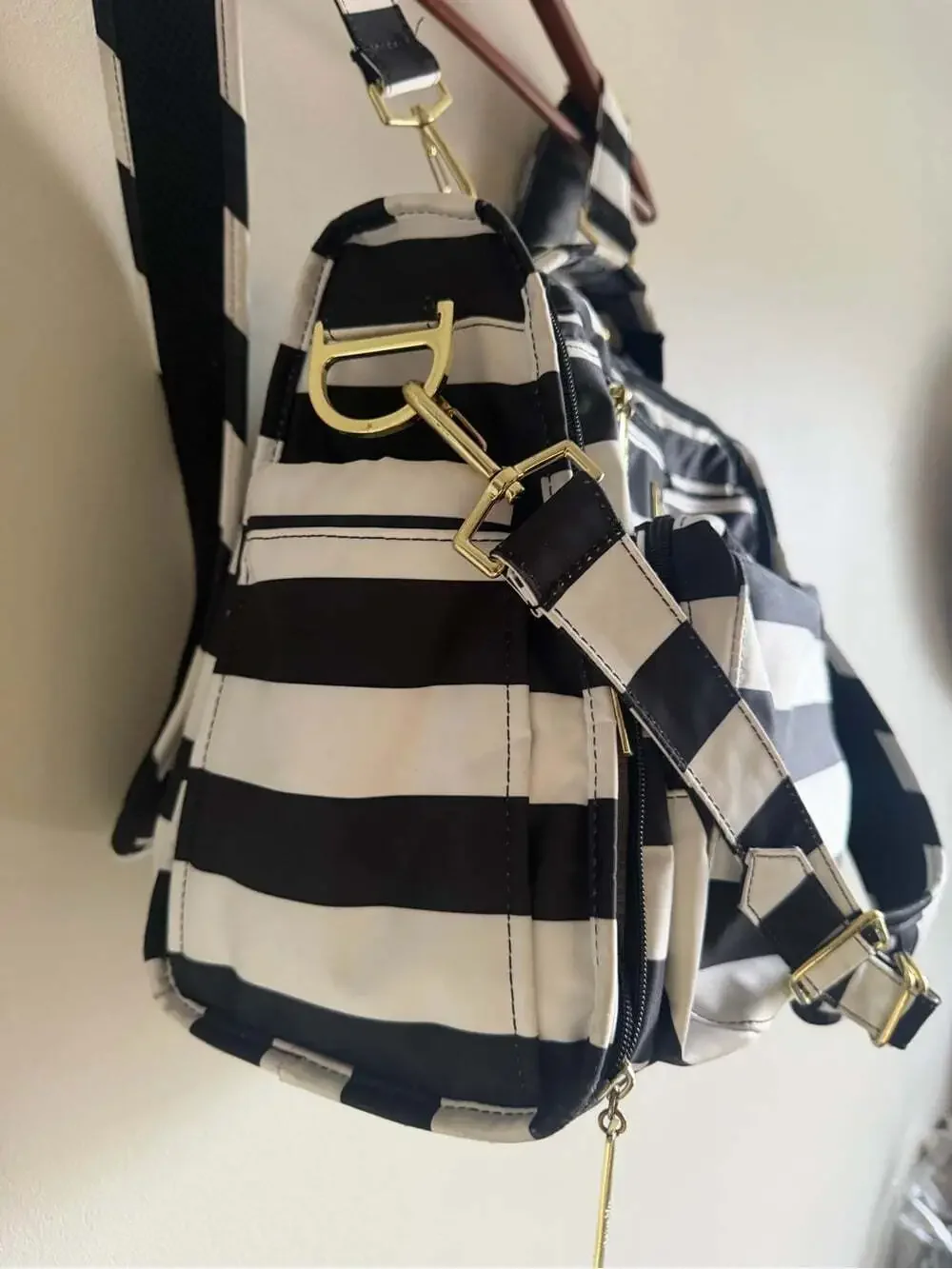 JuJuBe B.F.F. The First Lady Convertible Diaper Bag Black White Gold Luxury Baby